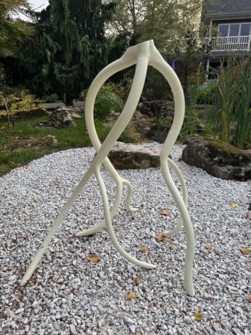 Steve Tobin, Gentle White Steel Root, 2024, forged and welded steel, multicoat acrylic paint