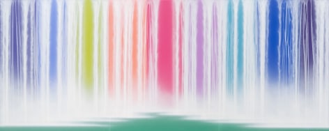 Hiroshi Senju, Waterfall on Colors, 2022, pigments on Japanese mulberry paper mounted on board, 76.3 x 191.4 inches/194 x 486 cm