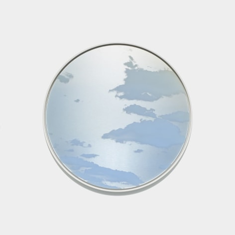 Miya Ando, Morning Cloud (Asagumo) February 7 2023 6:24 AM NYC, 2023, dye, ink, pure micronized silver, resin & urethane on aluminum composite, 105.4 x 105.4 cm (41.5 x 41.5 inches)