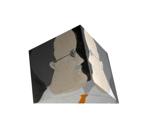 Susan Weil, Joyce Reflects, 2002, Acrylic on triangular wood solid, 10 x 14 x 7"
