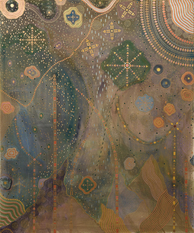 Trishla Jain, Energies, watercolor and color pencil on iron oxide