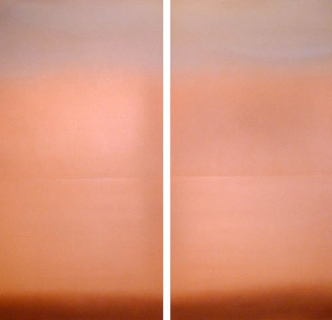 Akagane Copper 2, 2013, patina, pigment, copper on wood panel, 23.75 x 47.75 inches each