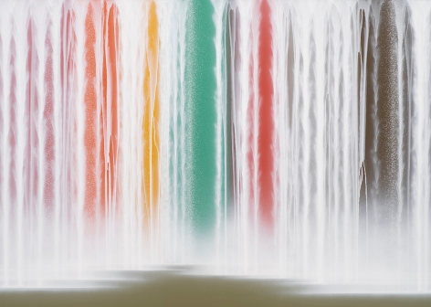 Waterfall on Colors, 2023, pigments on Japanese mulberry paper mounted on board, 63.8 x 89.5 inches/162 x 227 cm
