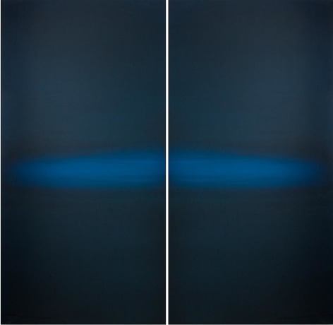 Meditation Blue Black, 2013, hand dyed anodized aluminum, 48 x 48 inches