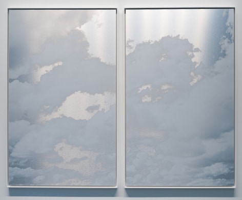 Miya Ando, May 11 2021 Kumo (Cloud) Diptych NYC, 2021, ink on aluminum composite, 60.5 x 74.5 inches/153.7 x 189.2 cm