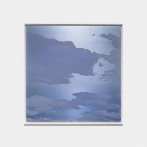 Miya Ando, Yuugure (Evening) Cloud September 3 2023 6:44:37 PM NYC, 2023, dye, ink, pure micronized silver, resin and urethane on aluminum composite, 127 x 127 cm (50 x 50 inches)