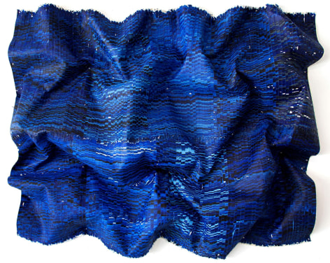 Intraverse No. 3, 2022, hand-cut silk fabric, acrylic paint, canvas, mounted on wall, 72 x 96 inches/182.9 x 243.8 cm