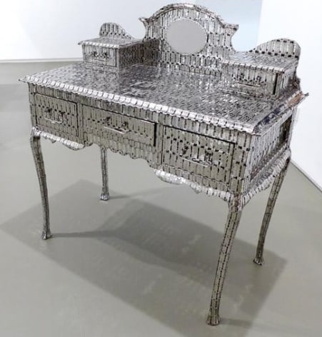 Tayeba Lipi, My Mother's Dressing Table, 2013, stainless steel-made razor blades, 95.3 × 47 × 99.1 cm (37.5 × 18.5 × 39 inches)