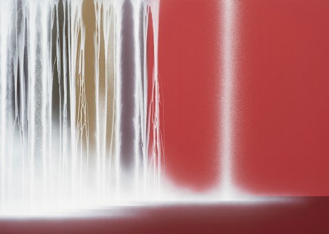 Waterfall on Colors, 2024, pigments on Japanese mulberry paper mounted on board, 63.8 x 89.5 inches/162 x 227 cm