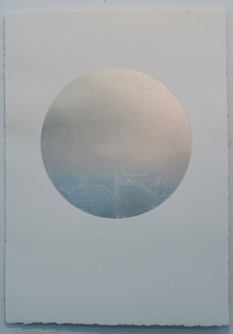 Miya Ando, Gekkou Moonlight September 7, 2017, silver leaf and pigment on Arches paper, 115.6 x 87.6 cm (45.5 x 34.5 inches)