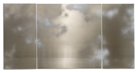 Miya Ando, Yuugumo (Evening Cloud) Bronze April 28 2023 7:52 PM NYC, 2023, micronized pure silver, pigment, resin &amp;amp; urethane on aluminum, 48 x 96 inches/122 x 244 cm