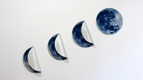 Susan Weil, Moon Cycle, 2012, collaboration with José Betancourt, cyanotype and acrylic on canvas, 142.2 x 205.7 cm (56 x 81 inches)