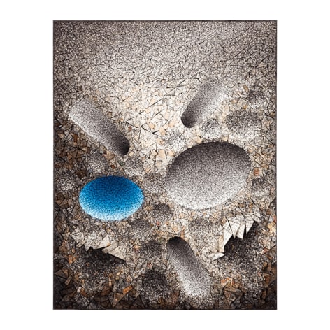 Chun Kwang Young, Aggregation 08 - JL016 Blue, 2008, mixed media with Korean mulberry paper, 146 x 113 cm (57.5 x 44.5 inches)