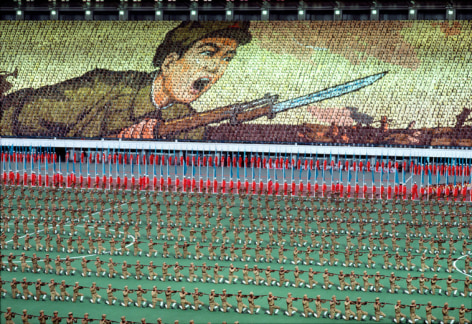 Hiroji Kubota, A mass game to celebrate Kim Il-Sung's birthday at the hundred-thousand-seat Kim Il-sung Stadium, Pyongyang, North Korea, 1982, dye-transfer print, 20 x 24 inches/50.8 x 61 cm &copy; Hiroji Kubota/Magnum Photos