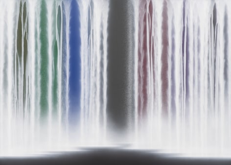 Waterfall on Colors, 2023, pigments on Japanese mulberry paper mounted on board, 63.8 x 89.5 inches/162.1 x 227.3 cm
