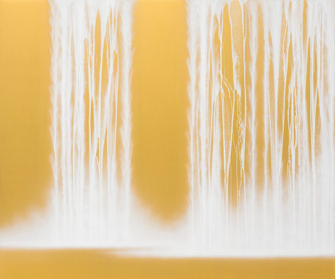 Waterfall, 2025, pigments on Japanese mulberry paper mounted on board, 63.8 x 76.3 inches/162 x 194 cm
