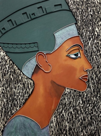 Nefertiti, 2012, acrylic and wood on canvas, 48 x 36 inches