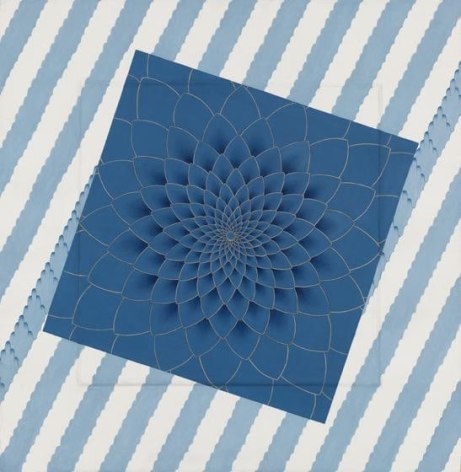 , Blue Himalaya, 2015, stone pigment and Arabic gum on handmade Sanganer paper, 26 x 26 inches/66 x 66 cm