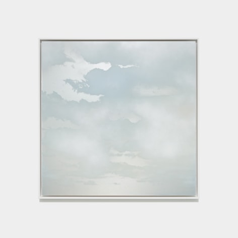 Miya Ando, Morning Cloud (Asagumo) May 8 2024 6:59 AM NYC, 2024, dye, ink, pure micronized silver, resin and urethane on aluminum composite, 127 x 127 cm (50 x 50 inches)