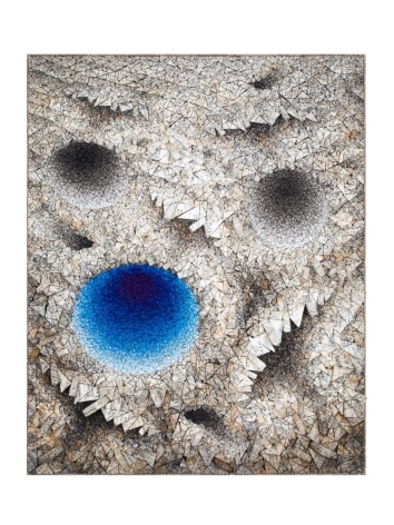 Aggregation 23 - NV123 (BLUE), 2023, mixed media with Korean mulberry paper, 64.2 x 51.6 inches/163 x 131 cm