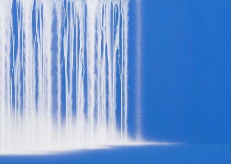 Waterfall, 2023, pigments on Japanese mulberry paper mounted on board, 63.75 x 89.5 inches/162 x 227 cm