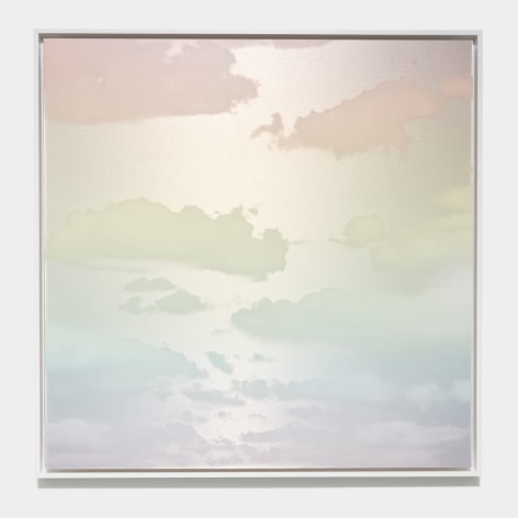 Yuugure (Evening) Cloud August 22 2023 6:20:12 PM Santa Cruz, CA, 2023, dye, ink, pure micronized silver, resin &amp;amp; urethane on aluminum composite,50 x 50 inches/127 x 127 cm