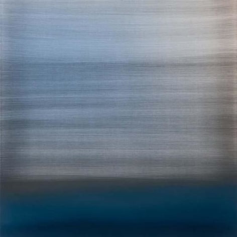 , Miya Ando, Evanescent Blue, 2015, urethane and pigment aluminum, 36 x 36 inches/91.5 x 91.5 cm