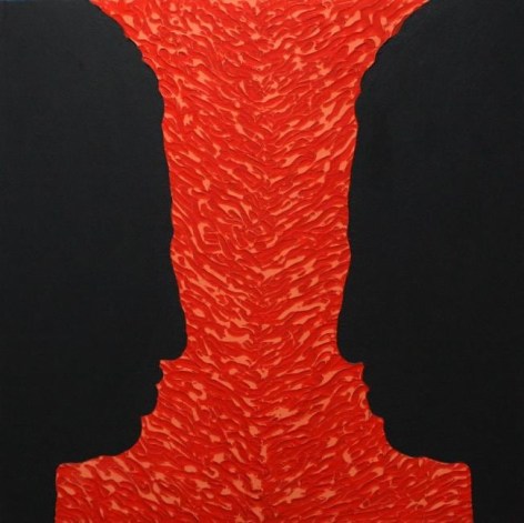 Lee Waisler, Buddha/ Buddha, 1984, Mixed media on canvas, 91 x 91 cm