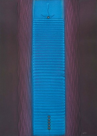 Sohan Qadri, Untitled, 2007, ink and dye on paper, 55 x 39/139.7 x 99.1 cm