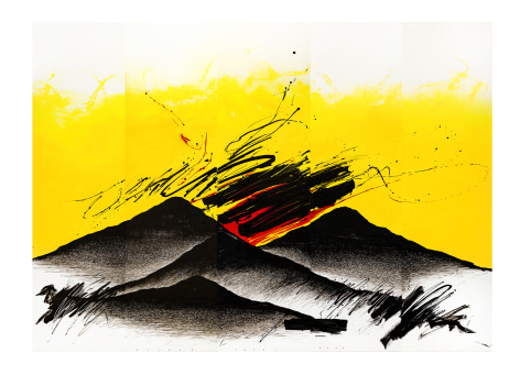 The Sun is Burning, 2022, acrylic, pen and varnish on canvas, 70.9 x 102.4 inches/180 x 260 cm