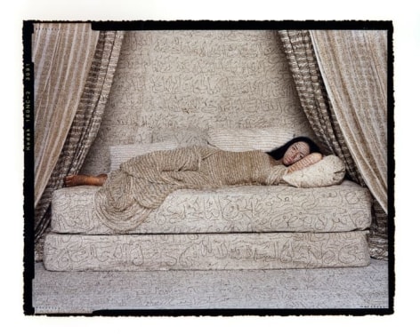 Lalla Essaydi, Les Femmes du Maroc: Reclining Odalisque #2, 2008, chromogenic print mounted to aluminum with a UV protective laminate, 33 x 40 inches/84 x 101.6 cm