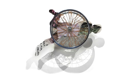 Time's Pace Time Space, 2019, acrylic on acrylic sheet, digital print on PVC, steel, 76.2 x 52.1 x 20.3 cm (30 x 20.5 x 8 inches)