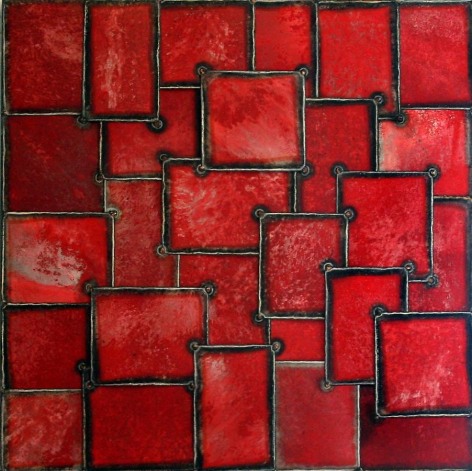 Nathan Slate Joseph, Red Sea Part, 2003, Pure pigment on galvanized steel, 36 x 36&quot;
