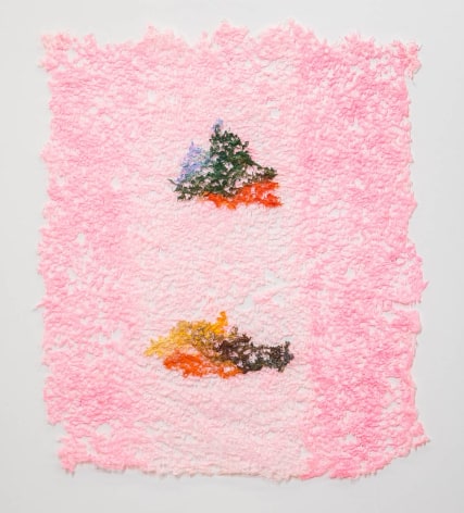 Neha Vedpathak,&nbsp;Relief and Ecstasy, 2022, plucked Japanese handmade paper, acrylic paint, thread, acrylic polymer, 16.5 x 14 inches/41.9 x 35.6 cm