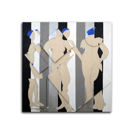 Susan Weil, Figure Turning, 2008, acrylic on multiple canvases, 60 x 60 inches/152.4 x 152.4 cm