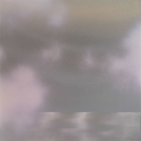 Pink Cloud, 2020, pigment, resin, silver and urethane on stainless steel, 24 x 24 inches/61 x 61 cm