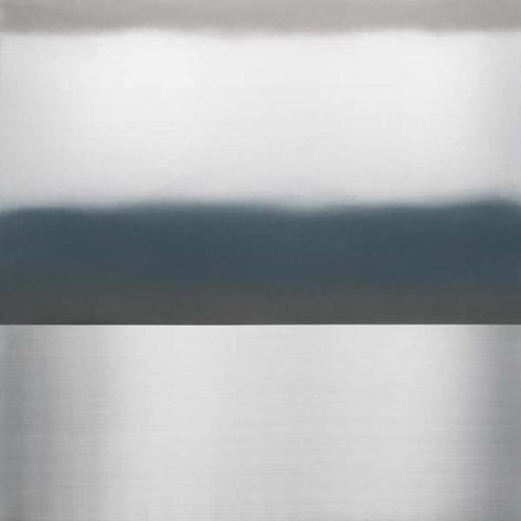 , Miya Ando, Ephemeral Blue Grey Winter, 2015, pigment, urethane on aluminum, 48 x 48 inches