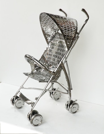 Tayeba Lipi, Let&#039;s Go To The Park, 2020, stainless steel, 41.7 x 18.9 x 26 inches/106 x 48 x 66 cm