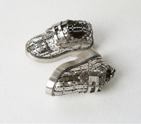 Tayeba Lipi, The boots you love, 2020, stainless steel, 3.1 x 6.3 x 5.9 inches/8 x 16 x 15 cm