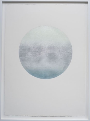 Miya Ando, Gekkou Moonlight October 12, 2017, silver leaf and pigment on Arches paper, 115.6 x 87.6 cm (45.5 x 34.5 inches)