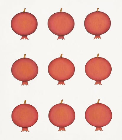 Olivia Fraser, Pomegranate, 2023, pigment and Arabic gum on handmade paper, 61 x 53 cm (24 x 21 inches)