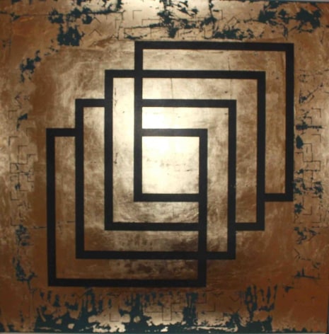 Lulwah Al Homoud, The Infinite Cube, 2011, sikscreen on gold leaf