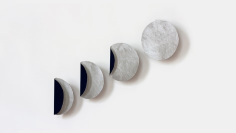 Susan Weil, Small Phases of Moon, 2011, collaboration with José Betancourt, cyanotype and acrylic on canvas, 49.5 x 61 x 12.7 cm (19.5 x 24.5 x 5 inches)
