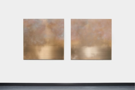 Tasogare (Twilight) June 20 2022 8:32 PM, 2022, dye, micronized pure silver, pigment and resin on aluminum, 48 x 96 inches/122 x 244 cm