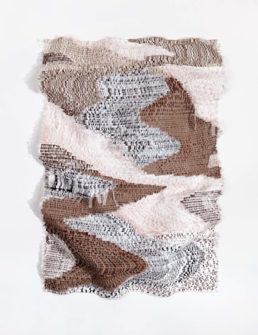 Kenny Nguyen, Eruption Series No. 75 (Diptych 2 of 2), 2025, hand-cut silk fabric, acrylic paint, canvas, mounted on wall, 157.5 x 106.7 cm (62 x 42 inches)