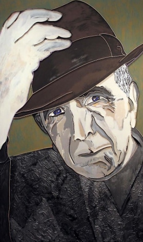 Lee Waisler Leonard Cohen, 2009  Acrylic and wood on canvas  60 x 36&quot;
