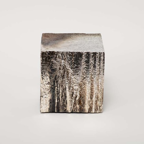 Miya Ando, Vestiges (Fire, Wind, Lightning) 8.16.2020, 2021, charred fir wood, silver nitrate, 8 x 8 x 8 inches/20.3 x 20.3 x 20.3 cm