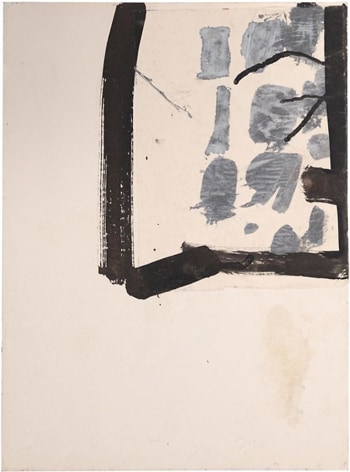 Jay DeFeo, Untitled (Florence), 1952, tempera and ink with collage on paper, 20 x 14.75 inches