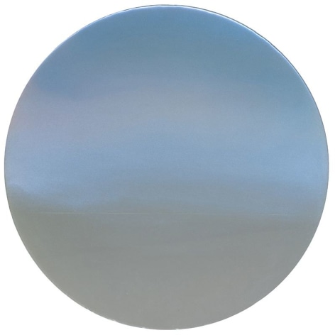 Miya Ando, Blue Moon 2.2, 2017, dye, pigment, resin and urethane on stainless steel, 61 cm tondo (24 inches tondo)