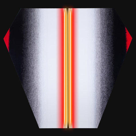 Golnaz Fathi, Untitled, 2018, mixed media on composite with neon light